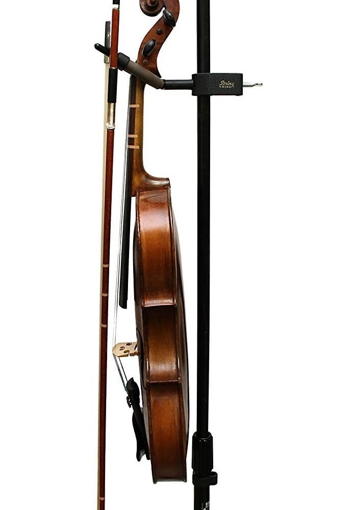 String Swing Violin Hanger for Microphone or Music Stand - Padded Holder with Bow Support - Image 2